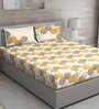 Yellow Geometric 144 TC Cotton Queen Sized Bed Sheets with 2 Pillow Covers