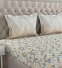 Yellow Abstract 144 TC Cotton Queen Sized Bed Sheets with 2 Pillow Covers