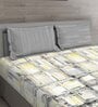 Yellow Checkered 144 TC Cotton Queen Sized Bed Sheets with 2 Pillow Covers