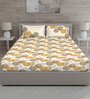 Yellow Geometric 144 TC Cotton Queen Sized Bed Sheets with 2 Pillow Covers