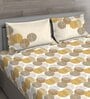 Yellow Geometric 144 TC Cotton Queen Sized Bed Sheets with 2 Pillow Covers