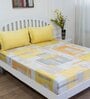 Yellow Geometric 144 TC Cotton Queen Sized Bed Sheets with 2 Pillow Covers