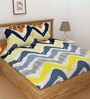 Yellow Geometric 144 TC Poly Cotton Queen Sized Bed Sheets with 2 Pillow Covers