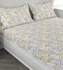 Yellow Geometric 200 TC 100% Cotton King Sized Bedsheet With 2 Pillow Covers Solana Collection