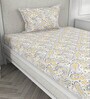 Yellow Geometric 200 TC 100% Cotton Single Bedsheet With 1 Pillow Cover Solana Collection