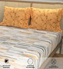 Yellow Geometric 200 TC Cotton King Size Double Bedsheet with 2 Pillow Covers