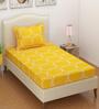 Yellow Geometric 280 TC Microfibre Fitted Single Bedsheet 1 Pillow Cover