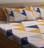 Yellow Geometric 300 TC Cotton Blend Double King Size Bedsheet with 2 Pillow Covers