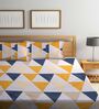 Yellow Geometric 300 TC Cotton Blend Double King Size Bedsheet with 2 Pillow Covers