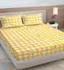 Yellow Geometric 300 TC Cotton Blend King Size Double Bedsheet with 2 Pillow Covers