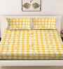Yellow Geometric 300 TC Cotton Blend King Size Double Bedsheet with 2 Pillow Covers