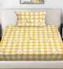 Yellow Geometric 300 TC Cotton Blend Single Bedsheet with 1 Pillow Cover