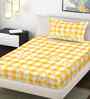Yellow Geometric 300 TC Cotton Blend Single Bedsheet with 1 Pillow Cover