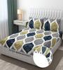 Multicolor Geometric 300 TC Woolen Fleno Fitted Bedsheet With 2 Pillow Covers