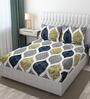 Multicolor Geometric 300 TC Woolen Fleno Fitted Bedsheet With 2 Pillow Covers