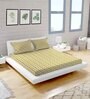 Yellow Geometric 410 TC Cotton King Bedsheet with 2 Pillow Covers