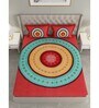Red Geometric 600 TC Cotton Double King Sized Bedsheet With 2 Pillow Covers