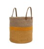 Yellow Jute & Cotton Foldable 40 Litre Laundry Basket