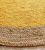 Yellow Geometric Jute 3 ftx3 ft Hand Woven Carpet