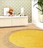 Yellow Geometric Jute 3 ftx3 ft Hand Woven Carpet