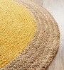 Yellow Geometric Jute 3 ftx3 ft Hand Woven Carpet