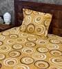 Yellow Geometric 141 TC 100% Cotton Single Bed Sized Bed Sheets With 1 Pillow Cover