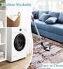 Yellow Abstractal Microfiber 3 x 5 Feet Machine Made Carpet