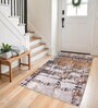 Yellow Abstractal Microfiber 3 x 5 Feet Machine Made Carpet