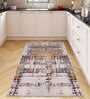 Yellow Abstractal Microfiber 3 x 5 Feet Machine Made Carpet