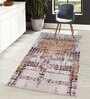Yellow Abstractal Microfiber 3 x 5 Feet Machine Made Carpet