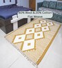 Yellow Geometrical Wool 8X5 Feet Hand Woven Carpet