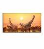 Yellow Giraffes In Sunset Canvas Wall Painting