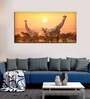 Yellow Giraffes In Sunset Canvas Wall Painting
