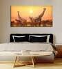 Yellow Giraffes In Sunset Canvas Wall Painting