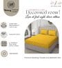 Yellow Glace Cotton Geometric Print Elastic Fitted King Bedsheet With 2 Pillow Covers