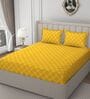 Yellow Glace Cotton Geometric Print Elastic Fitted King Bedsheet With 2 Pillow Covers