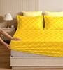 Yellow Glace Cotton Geometric Print Elastic Fitted King Bedsheet With 2 Pillow Covers