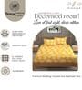 Yellow Glace Cotton Polka Print Elastic Fitted King Bedsheet With 2 Pillow Covers