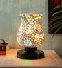 Yellow Glass Shade Table Lamp with Black Base