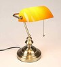 Yellow Glass Bankers Lamp Desk Lamp Retro Pull Chain Switch Table Lamp