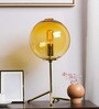 Yellow Glass Shade Table Lamp with Gold Base