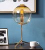 Yellow Glass Shade Table Lamp with Gold Base