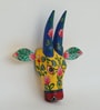 Yellow Handcrafted Cow Sclupture Mango Wood Wall Mask