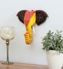Yellow Handcrafted Elephant Sclupture Mango Wood Wall Mask