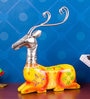 Yellow Handicraft Sitting Deer Showpiece