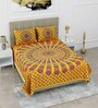 Yellow Traditional 120 TC Cotton Queen Sized Bedsheet with 2 Pillow Cover