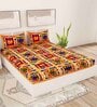 Blue Traditional 120 TC Cotton Queen Sized Bedsheet with 2 Pillow Cover