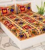 Blue Traditional 120 TC Cotton Queen Sized Bedsheet with 2 Pillow Cover