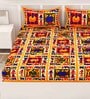 Blue Traditional 120 TC Cotton Queen Sized Bedsheet with 2 Pillow Cover