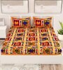 Blue Traditional 120 TC Cotton Queen Sized Bedsheet with 2 Pillow Cover